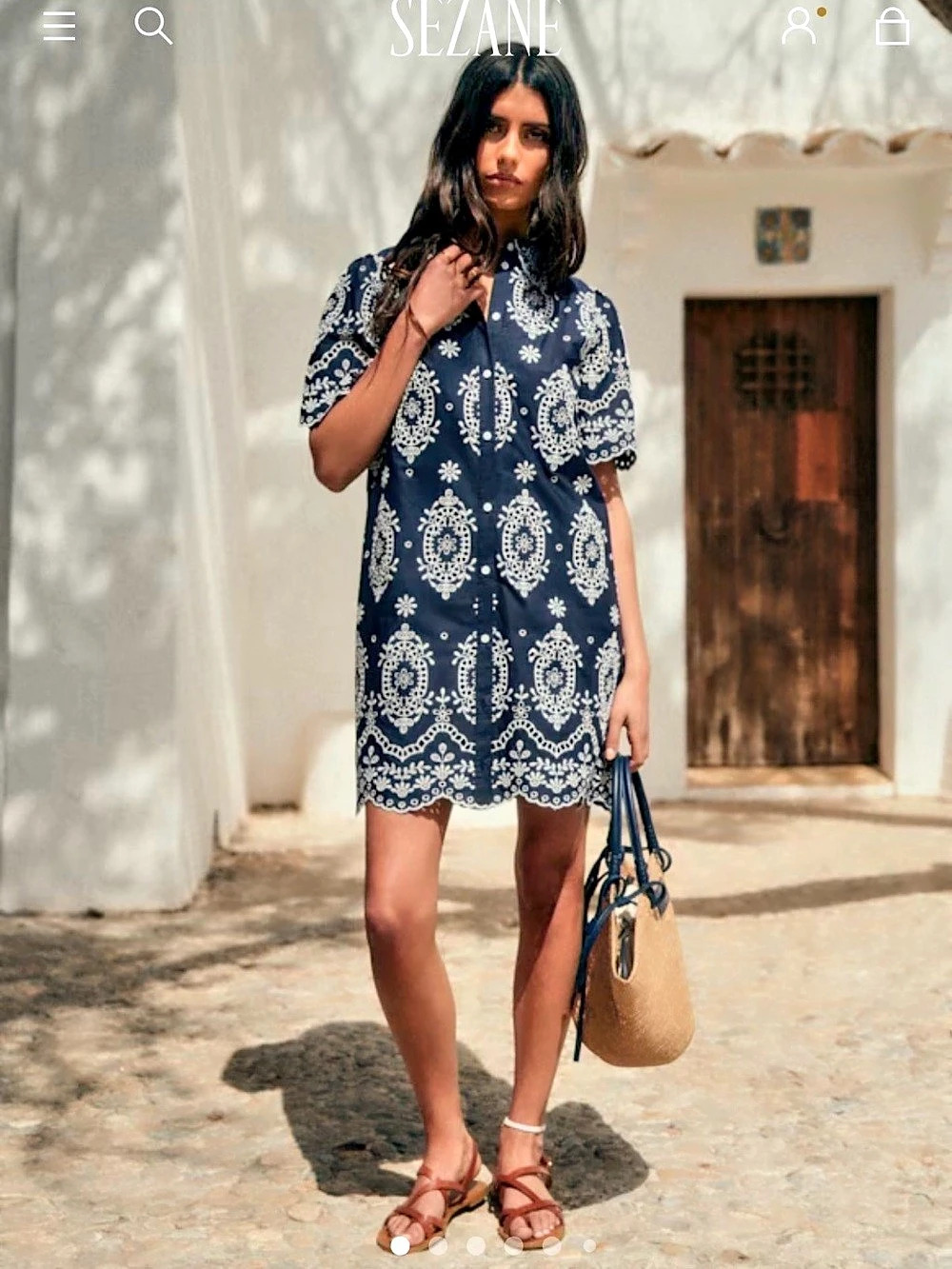Sézane Elvina Dress Blue & White Mini Dress